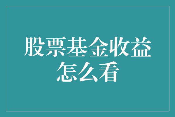 股票基金收益怎么看