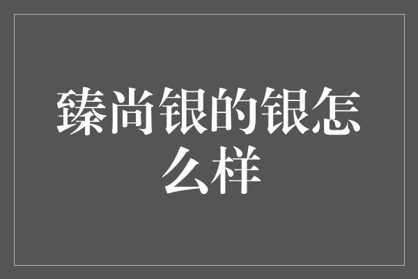 臻尚银的银怎么样