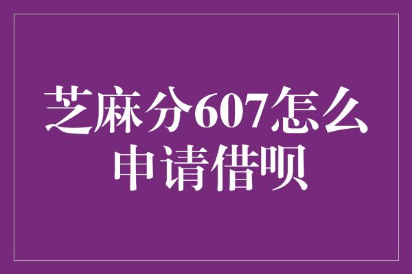 芝麻分607怎么申请借呗