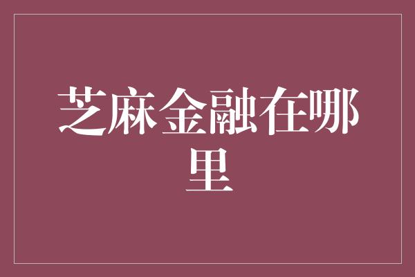 芝麻金融在哪里