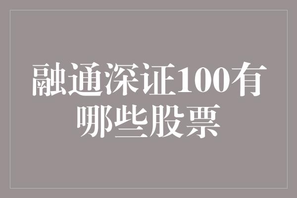 融通深证100有哪些股票