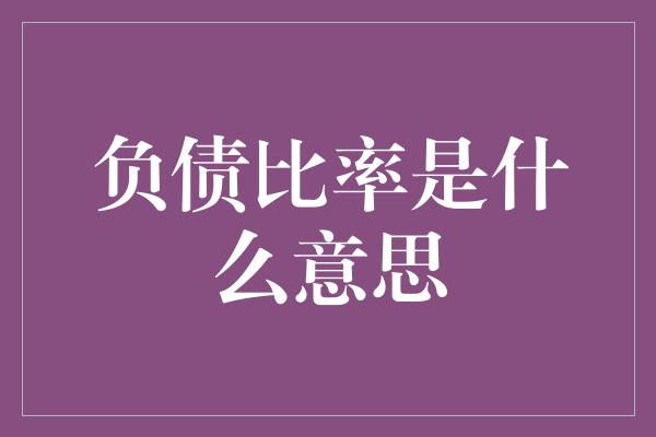 负债比率是什么意思