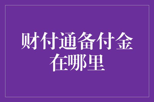 财付通备付金在哪里