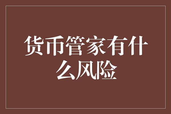 货币管家有什么风险