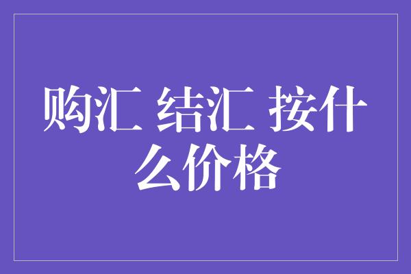 购汇 结汇 按什么价格