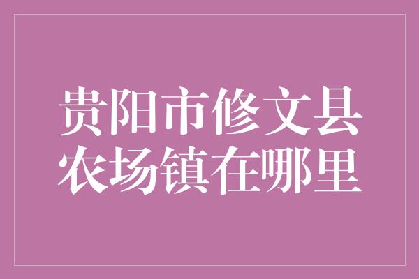 贵阳市修文县农场镇在哪里