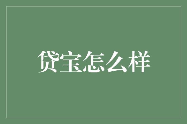 贷宝怎么样