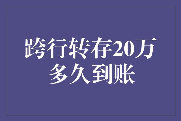 跨行转存20万多久到账