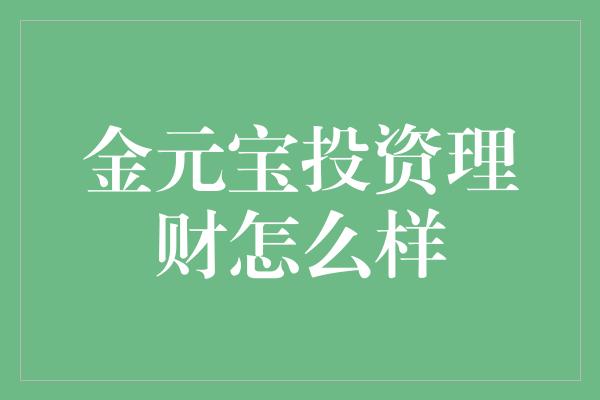 金元宝投资理财怎么样