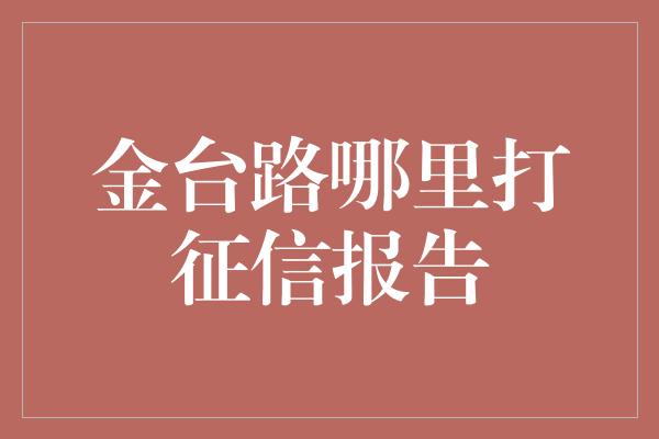 金台路哪里打征信报告