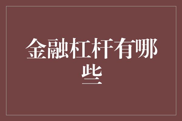 金融杠杆有哪些