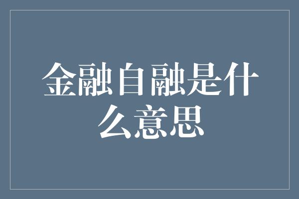 金融自融是什么意思