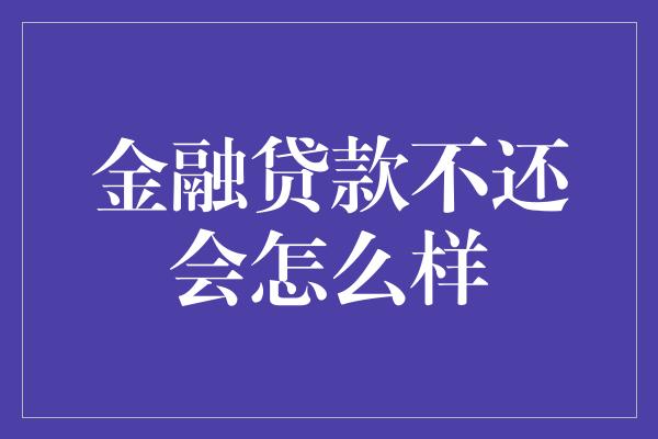 金融贷款不还会怎么样