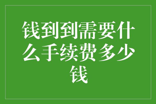 钱到到需要什么手续费多少钱