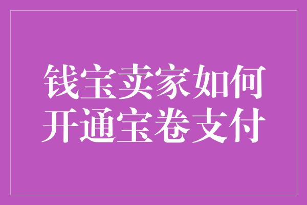 钱宝卖家如何开通宝卷支付