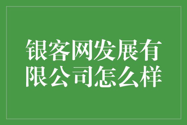 银客网发展有限公司怎么样