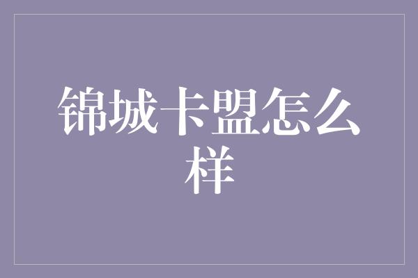 锦城卡盟怎么样