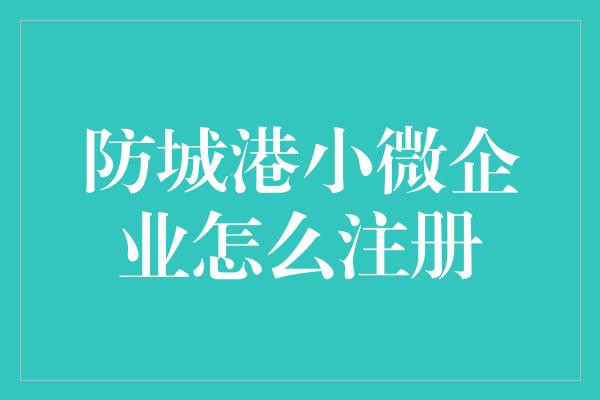 防城港小微企业怎么注册