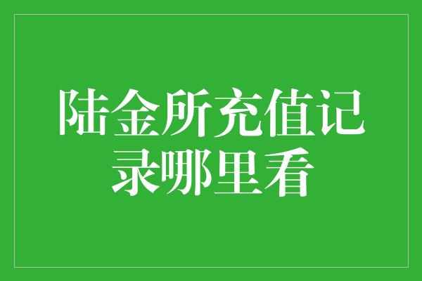 陆金所充值记录哪里看