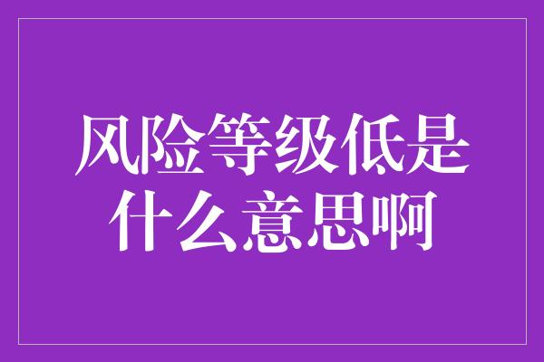 风险等级低是什么意思啊