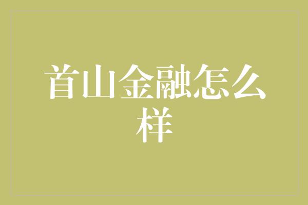 首山金融怎么样