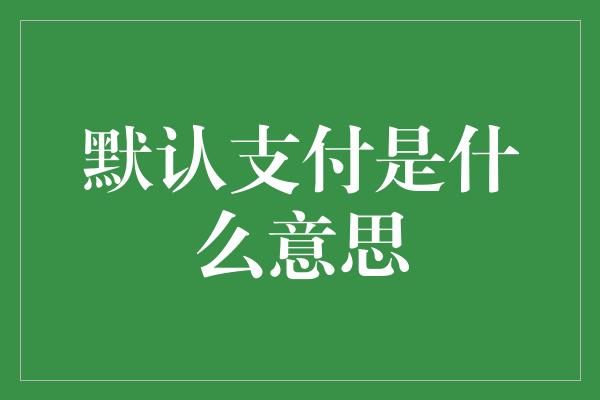 默认支付是什么意思